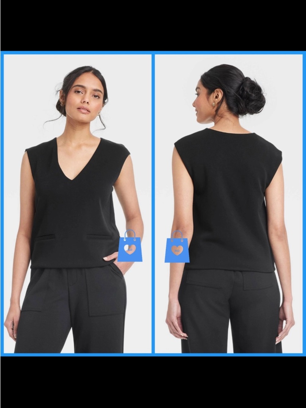 NEW a new day Black V-Neck Sleeveless Top
